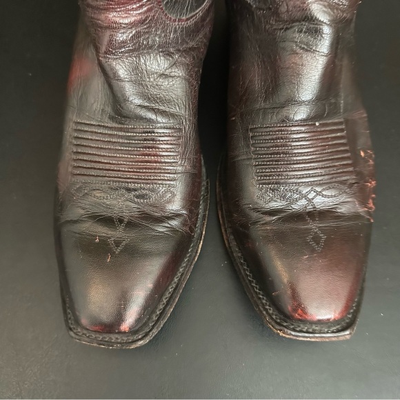Justin Vintage Cowboy Boots Maroon Burgundy Mens Size 10.5 EE Rodeo Leather - Picture 7 of 12